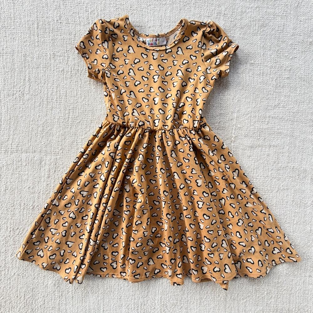 Dot Dot Smile Tan Heart Dress EUC 3/4